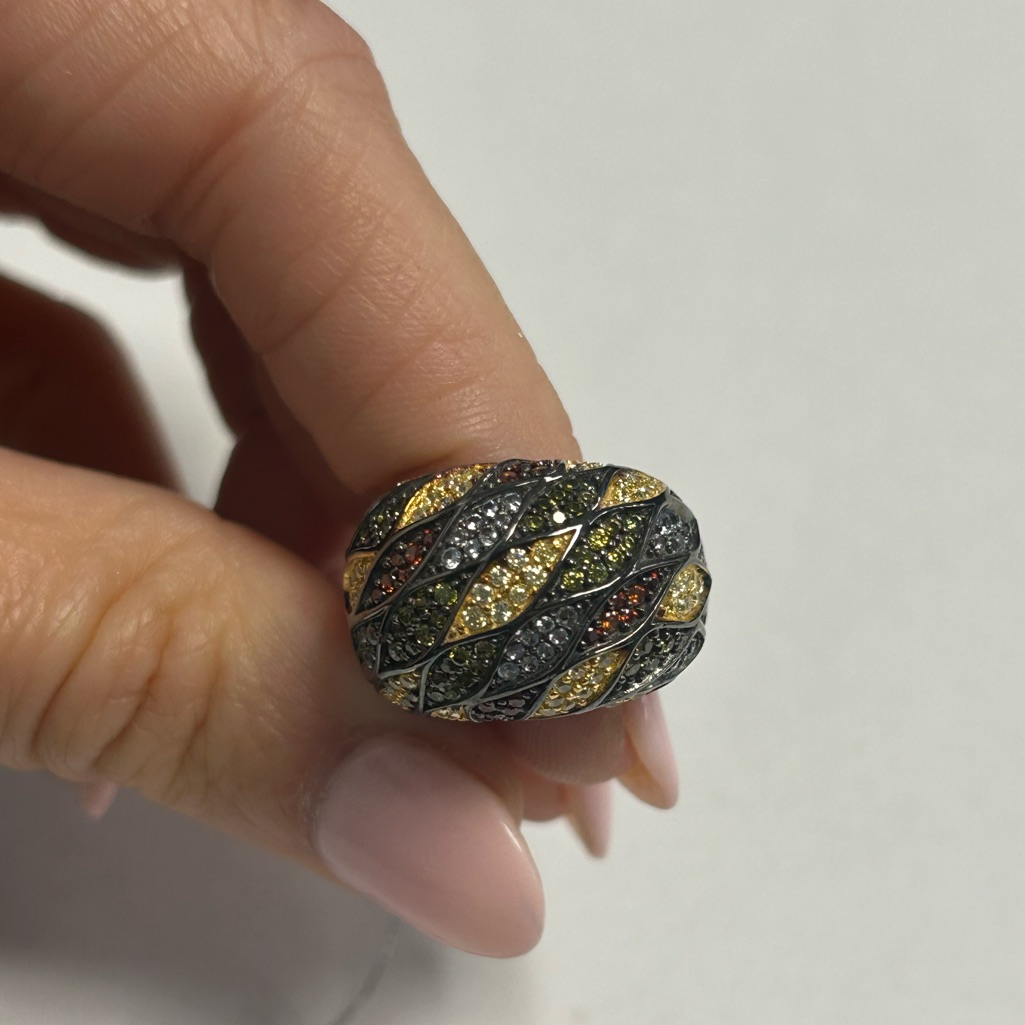 Suzy Levian Sterling Silver Multicolored Cz Ring Nwt 126$